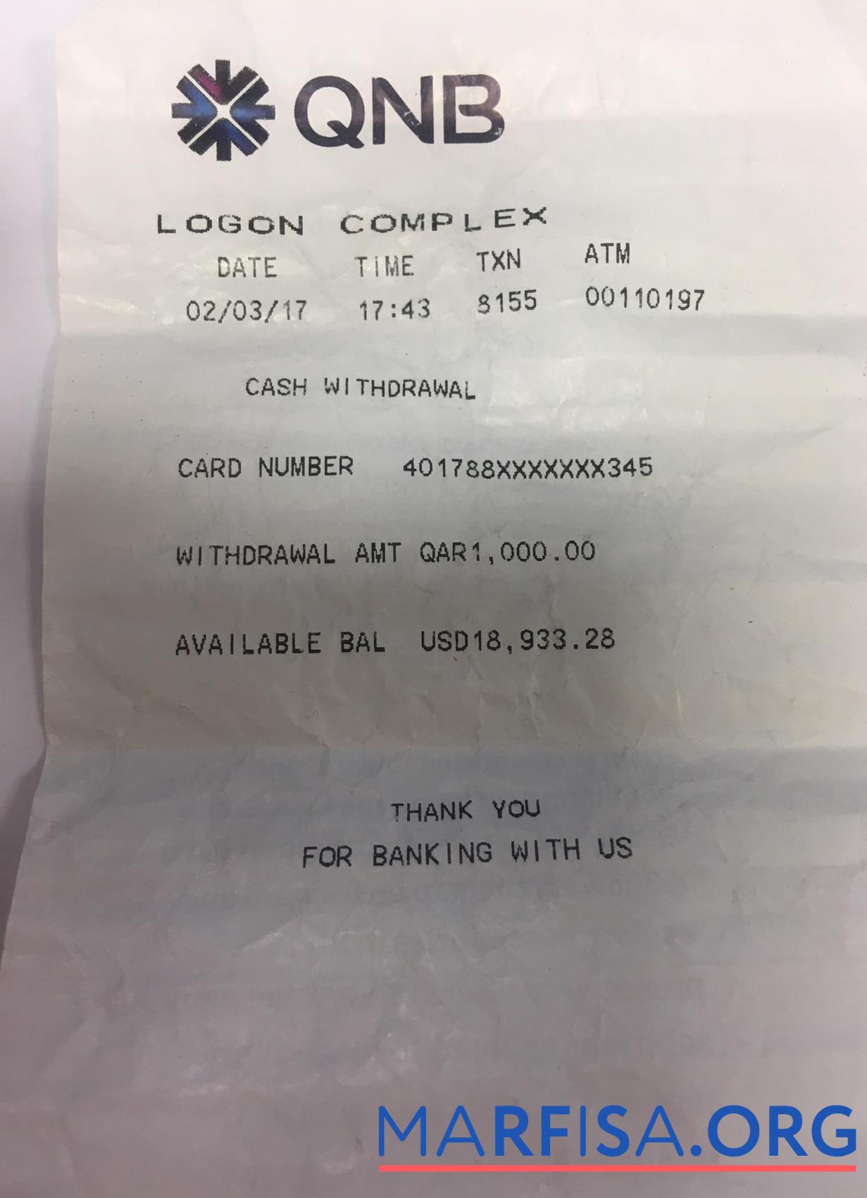 Downloadable QNB bank payment check sample